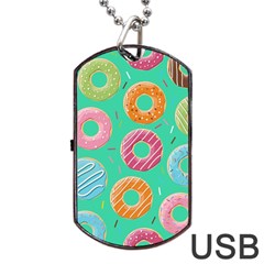 Doughnut Bread Donuts Green Dog Tag Usb Flash (two Sides)