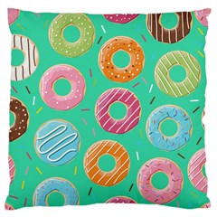 Doughnut Bread Donuts Green Large Cushion Case (two Sides)