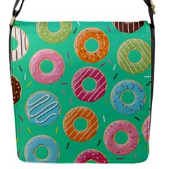 Doughnut Bread Donuts Green Flap Messenger Bag (s) by Mariart