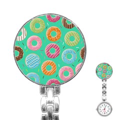 Doughnut Bread Donuts Green Stainless Steel Nurses Watch