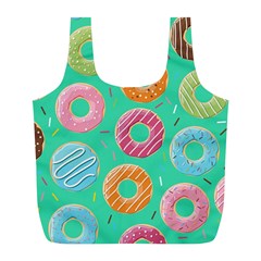 Doughnut Bread Donuts Green Full Print Recycle Bags (l)  by Mariart