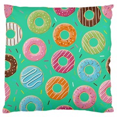 Doughnut Bread Donuts Green Large Flano Cushion Case (one Side) by Mariart