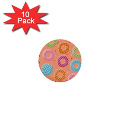 Doughnut Bread Donuts Orange 1  Mini Buttons (10 Pack)  by Mariart