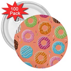 Doughnut Bread Donuts Orange 3  Buttons (100 Pack)  by Mariart