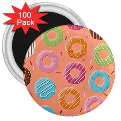 Doughnut Bread Donuts Orange 3  Magnets (100 Pack) by Mariart