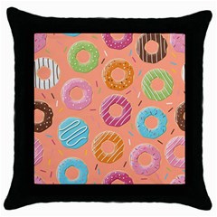 Doughnut Bread Donuts Orange Throw Pillow Case (black)