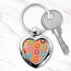 Doughnut Bread Donuts Orange Key Chains (heart)  by Mariart