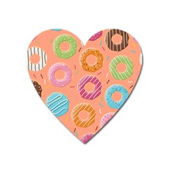 Doughnut Bread Donuts Orange Heart Magnet by Mariart