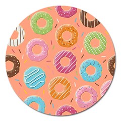 Doughnut Bread Donuts Orange Magnet 5  (round) by Mariart