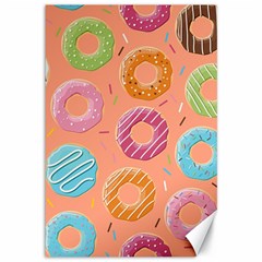 Doughnut Bread Donuts Orange Canvas 12  X 18  