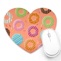 Doughnut Bread Donuts Orange Heart Mousepads by Mariart