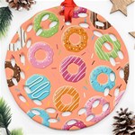 Doughnut Bread Donuts Orange Ornament (Round Filigree) Front