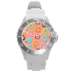 Doughnut Bread Donuts Orange Round Plastic Sport Watch (l)