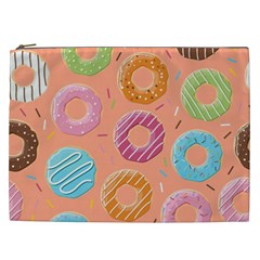 Doughnut Bread Donuts Orange Cosmetic Bag (xxl)  by Mariart