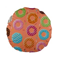 Doughnut Bread Donuts Orange Standard 15  Premium Round Cushions by Mariart