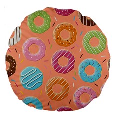 Doughnut Bread Donuts Orange Large 18  Premium Round Cushions by Mariart