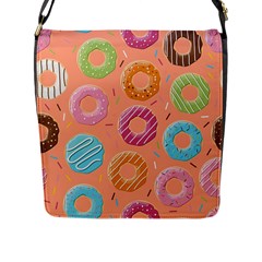 Doughnut Bread Donuts Orange Flap Messenger Bag (l)  by Mariart