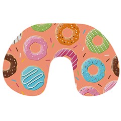 Doughnut Bread Donuts Orange Travel Neck Pillows by Mariart