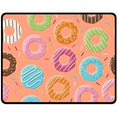 Doughnut Bread Donuts Orange Double Sided Fleece Blanket (medium) 