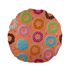 Doughnut Bread Donuts Orange Standard 15  Premium Flano Round Cushions by Mariart