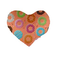 Doughnut Bread Donuts Orange Standard 16  Premium Flano Heart Shape Cushions by Mariart