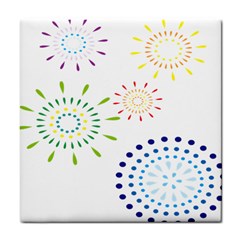 Fireworks Illustrations Fire Partty Polka Tile Coasters