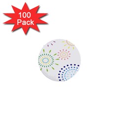 Fireworks Illustrations Fire Partty Polka 1  Mini Buttons (100 Pack) 