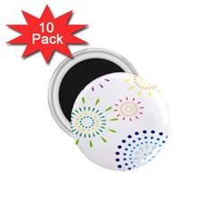 Fireworks Illustrations Fire Partty Polka 1 75  Magnets (10 Pack)  by Mariart