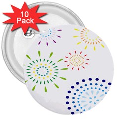 Fireworks Illustrations Fire Partty Polka 3  Buttons (10 Pack)  by Mariart