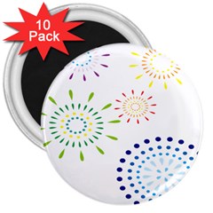 Fireworks Illustrations Fire Partty Polka 3  Magnets (10 Pack)  by Mariart