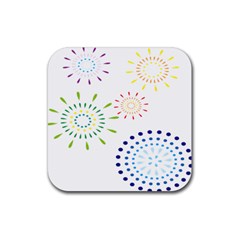 Fireworks Illustrations Fire Partty Polka Rubber Coaster (square) 