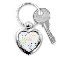 Fireworks Illustrations Fire Partty Polka Key Chains (heart) 