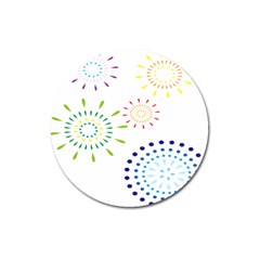 Fireworks Illustrations Fire Partty Polka Magnet 3  (round) by Mariart