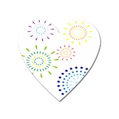 Fireworks Illustrations Fire Partty Polka Heart Magnet by Mariart