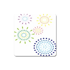 Fireworks Illustrations Fire Partty Polka Square Magnet by Mariart