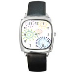 Fireworks Illustrations Fire Partty Polka Square Metal Watch Front