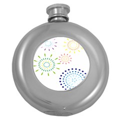 Fireworks Illustrations Fire Partty Polka Round Hip Flask (5 Oz) by Mariart