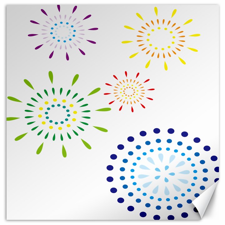 Fireworks Illustrations Fire Partty Polka Canvas 16  x 16  