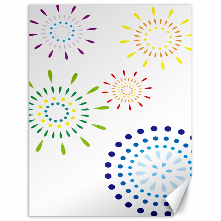 Fireworks Illustrations Fire Partty Polka Canvas 18  x 24  