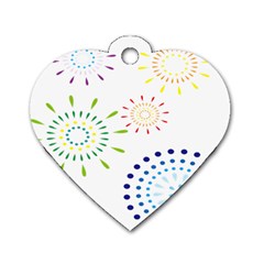 Fireworks Illustrations Fire Partty Polka Dog Tag Heart (two Sides) by Mariart