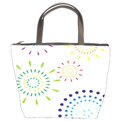 Fireworks Illustrations Fire Partty Polka Bucket Bags by Mariart