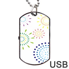 Fireworks Illustrations Fire Partty Polka Dog Tag Usb Flash (one Side) by Mariart