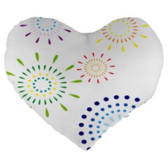 Fireworks Illustrations Fire Partty Polka Large 19  Premium Heart Shape Cushions