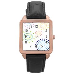 Fireworks Illustrations Fire Partty Polka Rose Gold Leather Watch  by Mariart