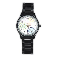 Fireworks Illustrations Fire Partty Polka Stainless Steel Round Watch by Mariart