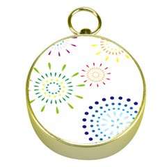 Fireworks Illustrations Fire Partty Polka Gold Compasses by Mariart