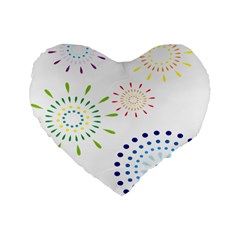 Fireworks Illustrations Fire Partty Polka Standard 16  Premium Flano Heart Shape Cushions by Mariart