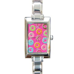 Doughnut Bread Donuts Pink Rectangle Italian Charm Watch