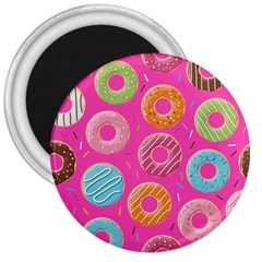 Doughnut Bread Donuts Pink 3  Magnets