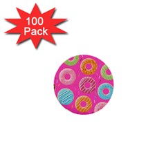 Doughnut Bread Donuts Pink 1  Mini Buttons (100 Pack)  by Mariart